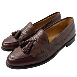 Johnston & Murphy Men's Brown Leather Tassel Loafers Shoes Size 9.5M Handcrafted